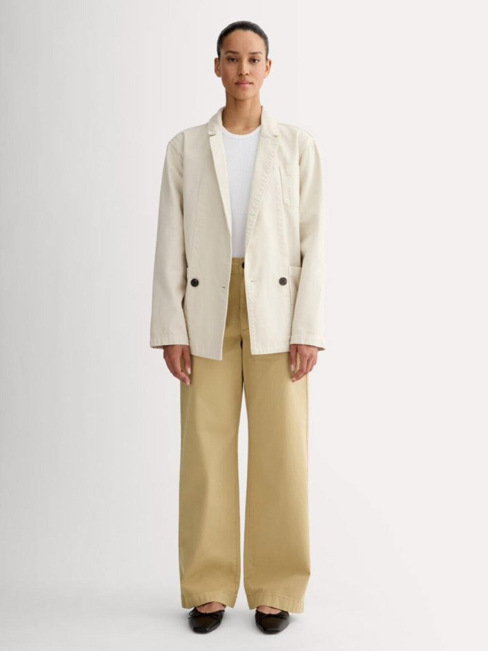 Everlane Women's Wide-Leg Chino Pant in Classic Khaki, Size 14, Cotton